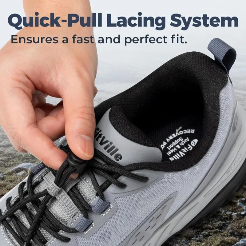 FitVille Wide Width Men'S Sneakers Non-Slip Comfortable Trekking Hiking Walking Shoes For Outdoor Shoe With Arch Support
