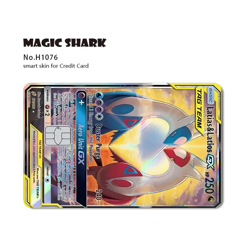Magic Shark Mew Charizard EX Eevee Gengar Pikachu TCG Card Holographic Laser Skin Film Sticker for Bank Credit Card — image 14