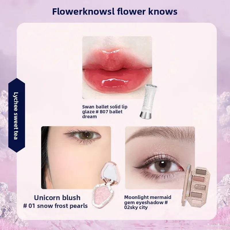 Flowerknows Makeup Presentset Little Angel Bunny Garden Shell Smycken Lip Glaze Blusher Flower Know SWEETIE BEAR Blush Concealer