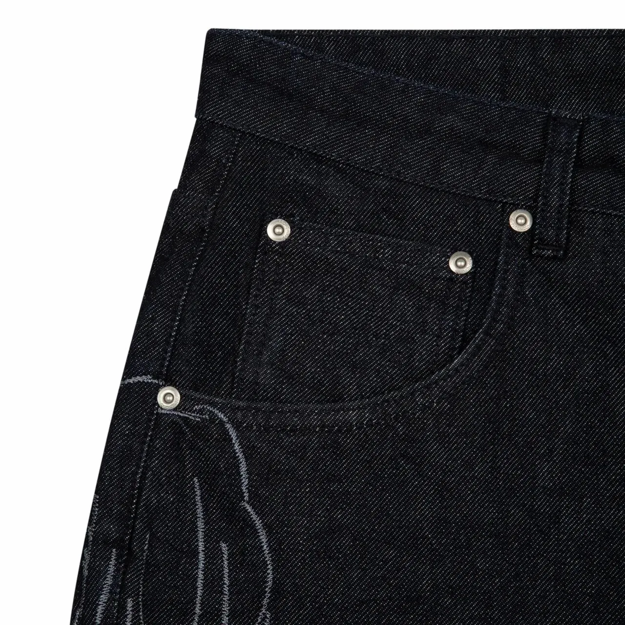 Black Winged Angel Skull Embroidered Baggy Denim Jeans Men Y2K Streetwear Vintage Oversized Cotton Casual Hip Hop Fashion Pants — image 6