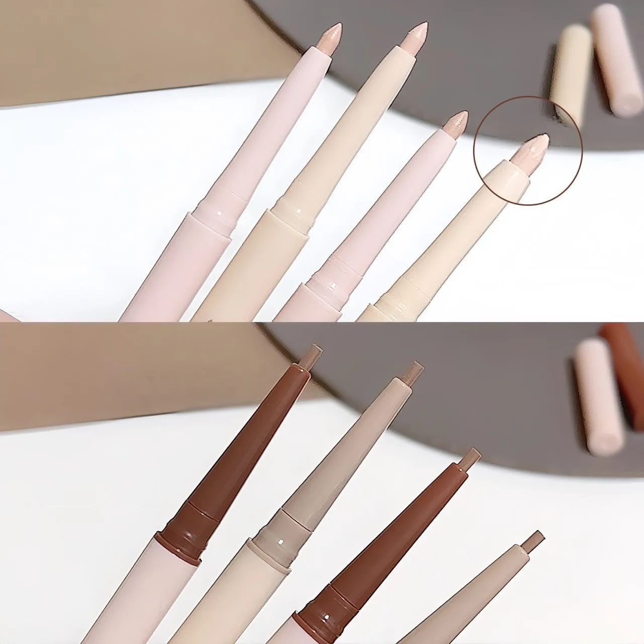 Double-end Under-eye Highlighter Pen Eyeliner Pencil Matte Nude Highlight Bronzer 2 in 1 Shadow Pen Brightening Eye Makeup