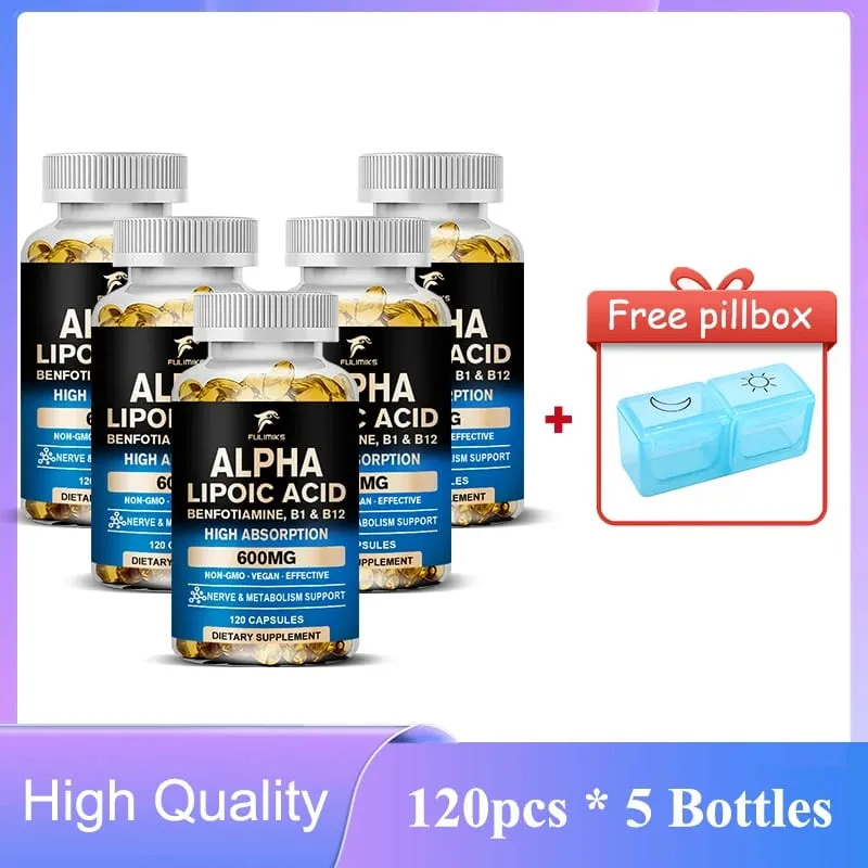 Alpha Lipoic Acid Capsules with Vitamin B12 for Energy Support Heart Health Neuropathy Relief Dietary Supplemen Non-GMO — image 10