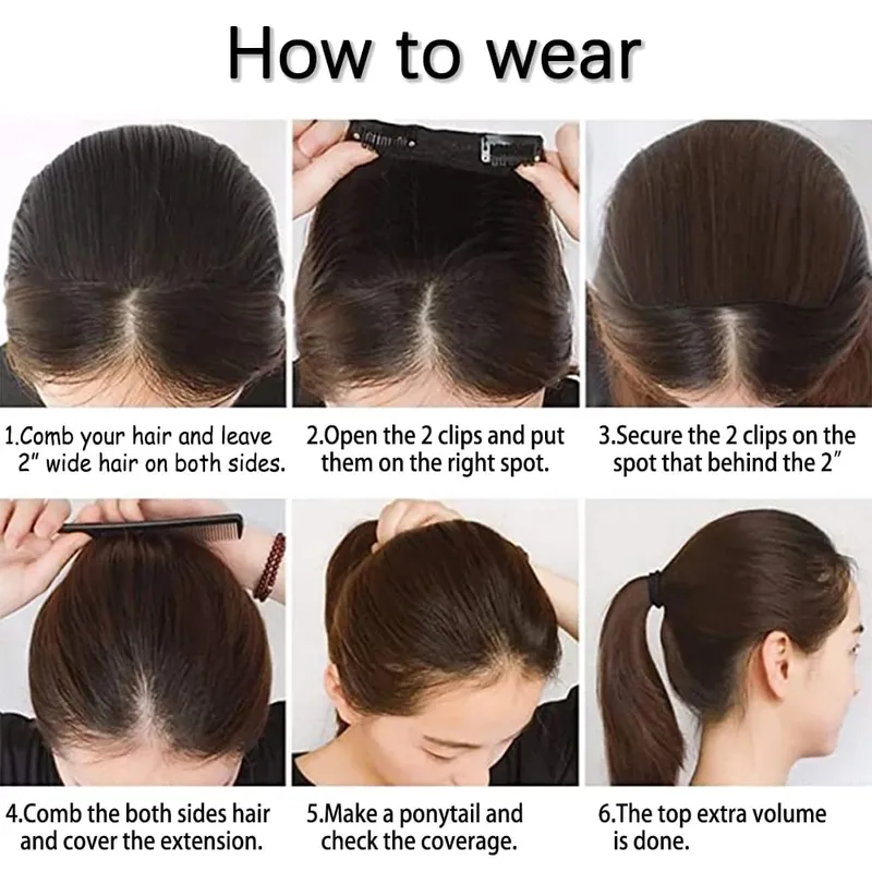 Sintetik 20sm/30sm Pad Lurus Tidak Kelihatan Klip Dalam Satu Keping Sambungan Rambut Penutup Sisi Atas Potongan Rambut Gebu Untuk Wanita