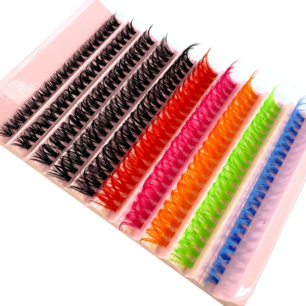 120 clusters of 6-color + black eyelash clusters colored eyelash clusters individual eyelashes D-roll colored false eye — image 2