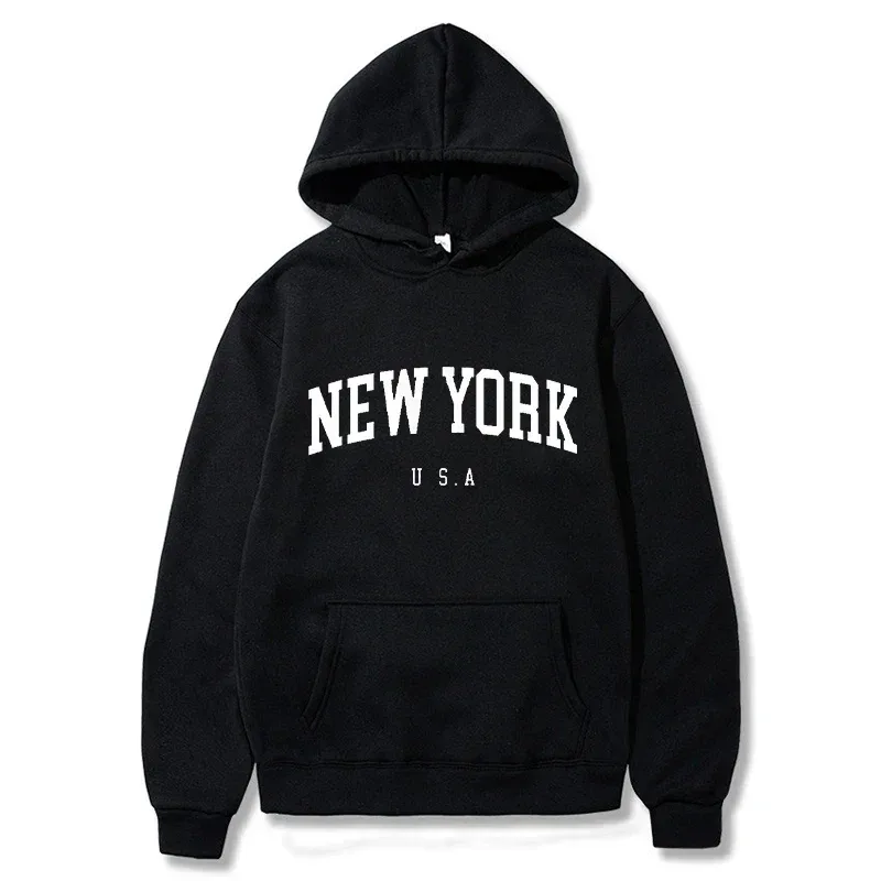 Women New York U.S.A City Hoodies Fashion Letter Printed Graphic Sweatshirts Loose CasuaMen l Harajuku Hooded Pullover Sportwear — image 4