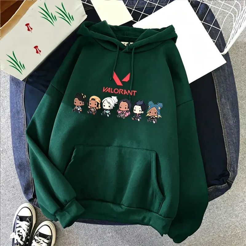 Valorant Anime 2D Print Ανδρικό βαμβακερό φούτερ με κουκούλα casual oversized πουλόβερ Δημοφιλές streetwear fashion φούτερ Trend Ανδρικά ρούχα — image 9