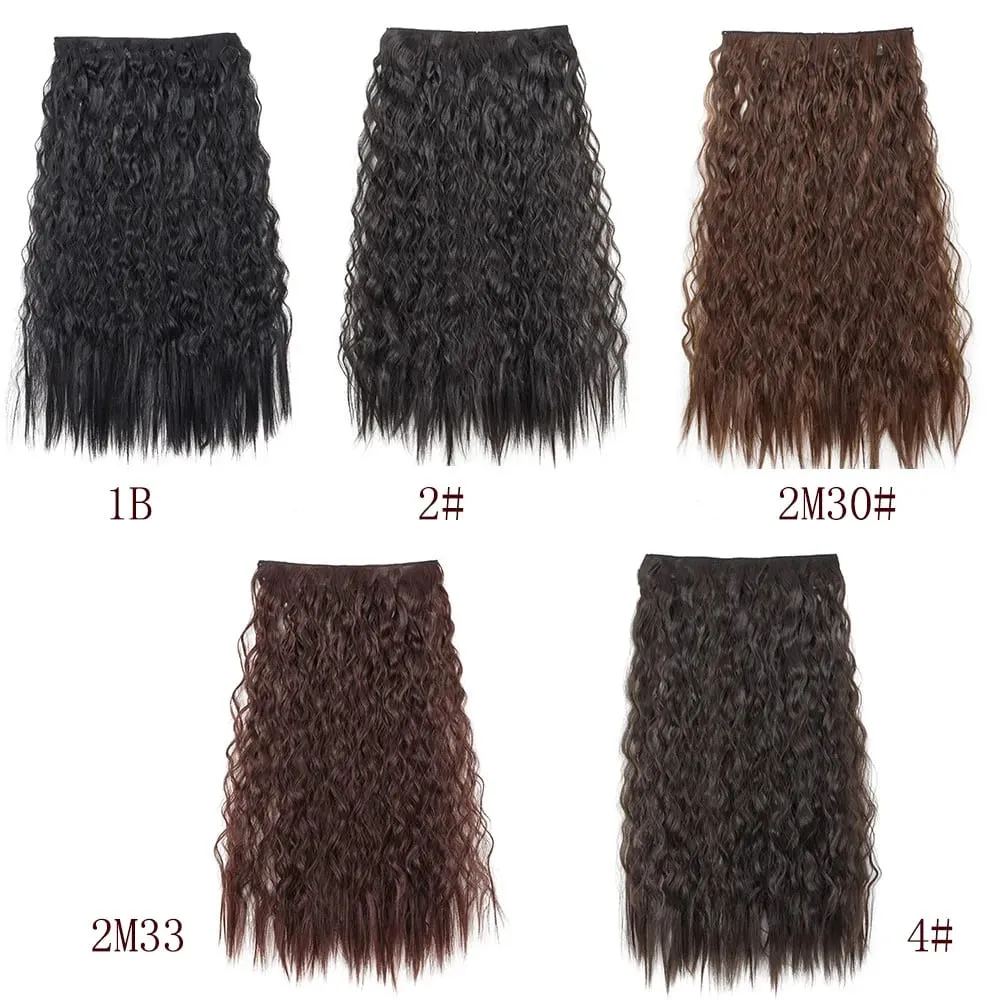 24Inch Synthetic Long Kinky Curly Hair High Temperature Corn Wave Hair Extension Clip in Fiber Hairpieces for Women — image 4