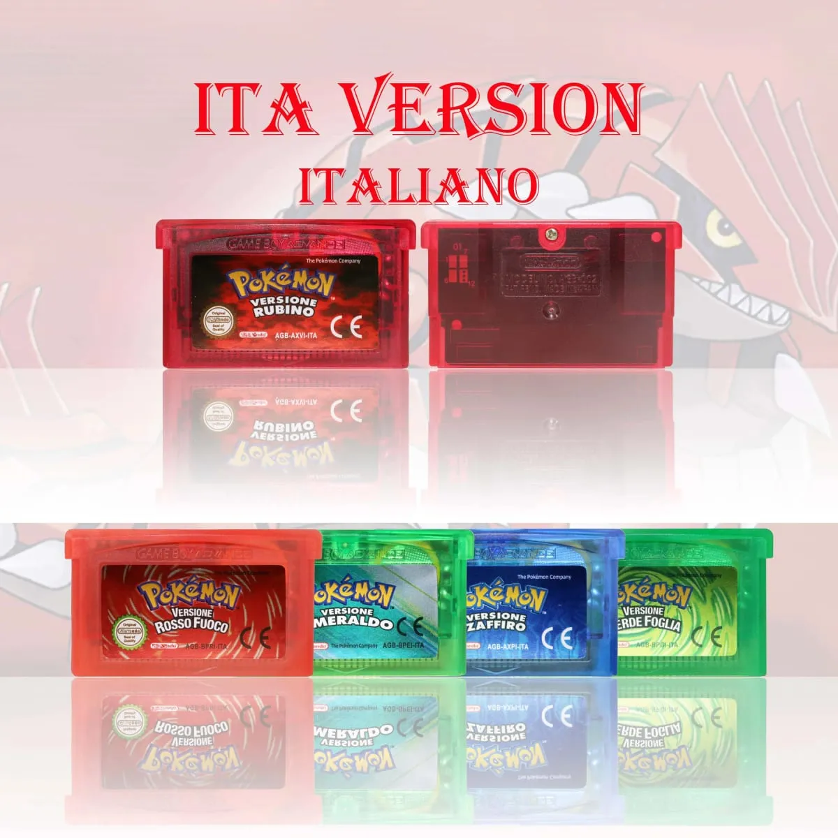 GBA/GBC ITA Version Pokemon Rubino/Zaffiro/Smeraldo/Cristallo/Verde Game Cartridge Video Game Card High Quality with Battery