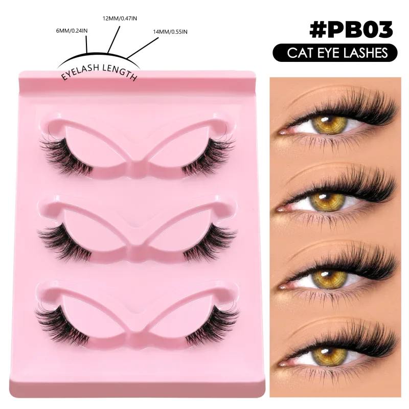 Half Lashes Cat Eye Eyelashes Natural Look Wispy False Lashes Faux Mink Lashes Clear Band Natural Fake Lashes Makeup