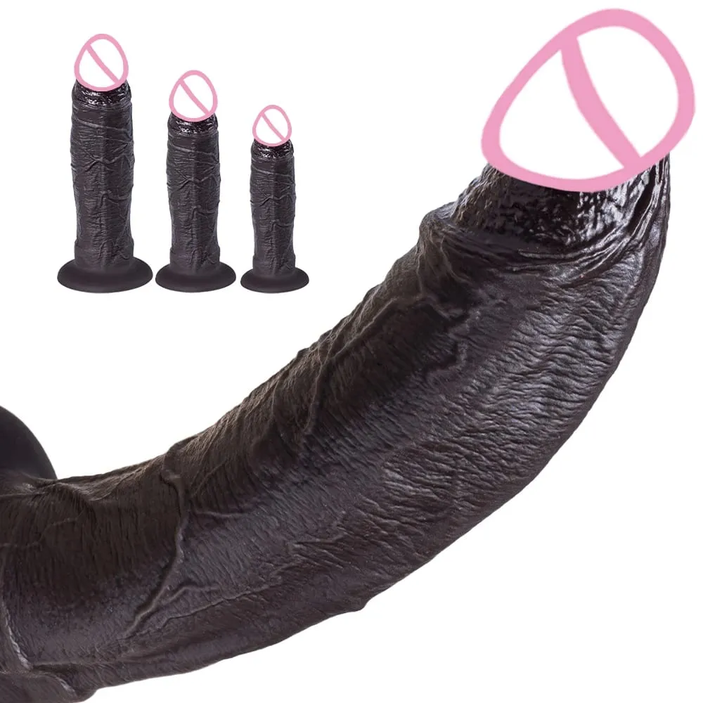 3 Sizes Thick Dildo Soft Silicone Man Penis Adult Women Lesbian Sextoy Clitoris Stimulator Man Dick Suction Cup Female Sex Games — image 5