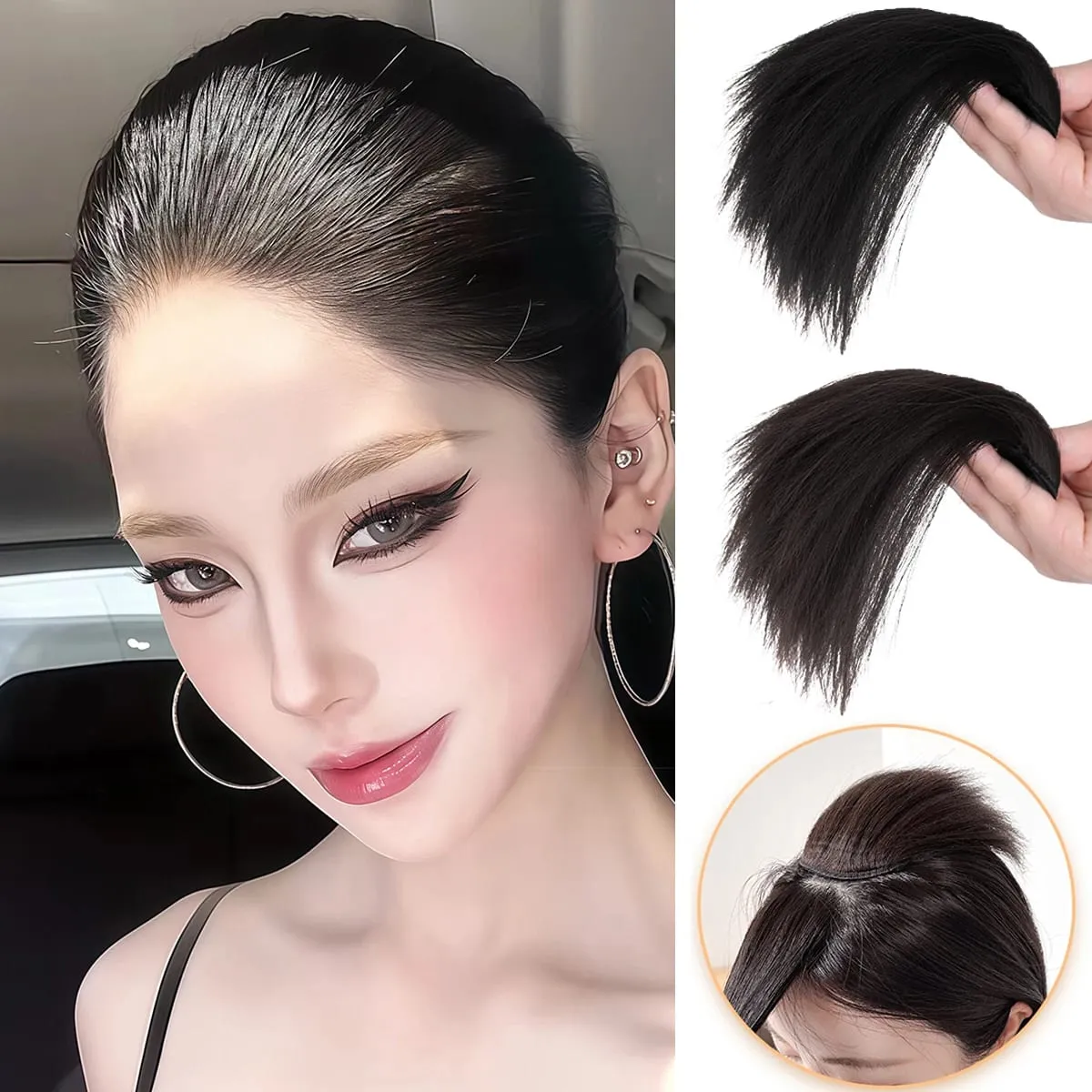 Straight hair synthetic hair pad clip to extend women's natural wigs women's invisible hair clips to add extra volume pieces — image 2