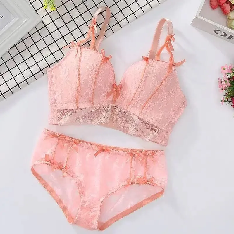 Lingerie Push Up en dentelle sans couture pour femmes, ensemble de soutien-gorge réglable avec anneau Non en acier, rassemblement de petits seins, nouvelle collection