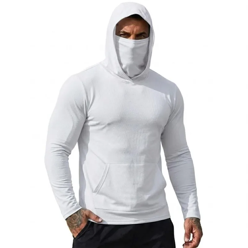 Mens Sun Protection Hooded Tee Quick Dry Long Sleeve Sweatshirt Lightweight Performance Top for Hiking Outdoor Sun Wear Tops — image 6
