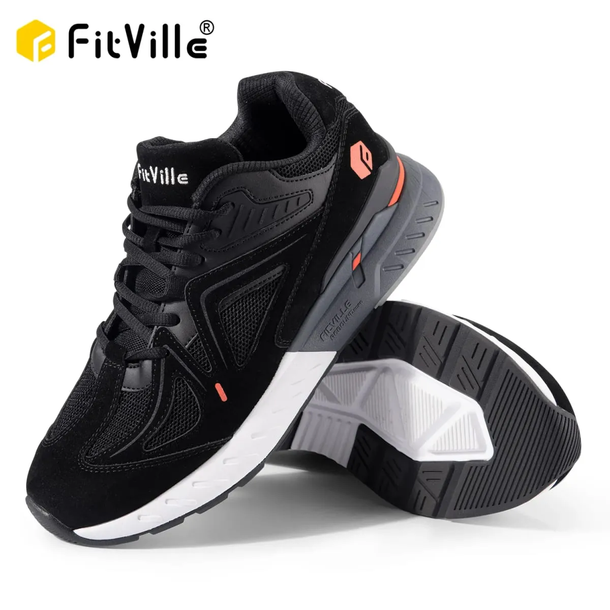 FitVille Men's Walking Shoes Extra Wide Lightweight Sneakers for Flat Feet Arch Fit Heel Pain Relief Non-Slip Running Shoes — image 2