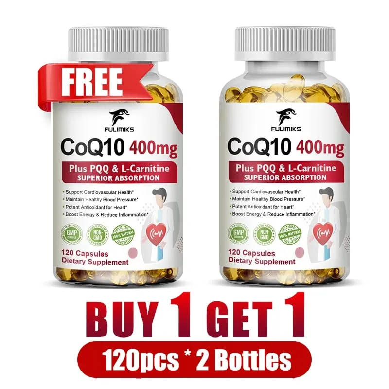 Acquista 2 Ricevi 2 gratis! Capsule di CoQ10 Ubichinolo da 400 mg Assorbimento superiore per la salute del cuore Energia cellulare e difesa antiossidante