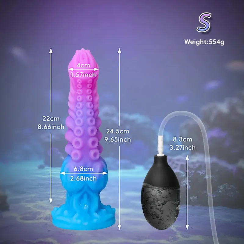 Ejaculation Monster Dildo Soft Silicone Penis Inflatable Big Knot Dildos Squirting Strong Sucker Dick Sex Toy for Women Men 18+ — image 12