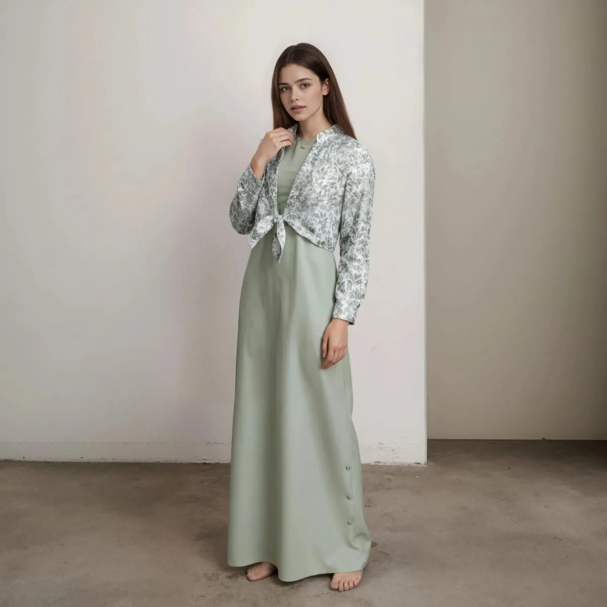 Autumn Winter Casual Women Cotton Linen Shirt Fashion Print Long Dress Set with Pocket Blouse Elegant Lady Street 2 Piece Set — image 1
