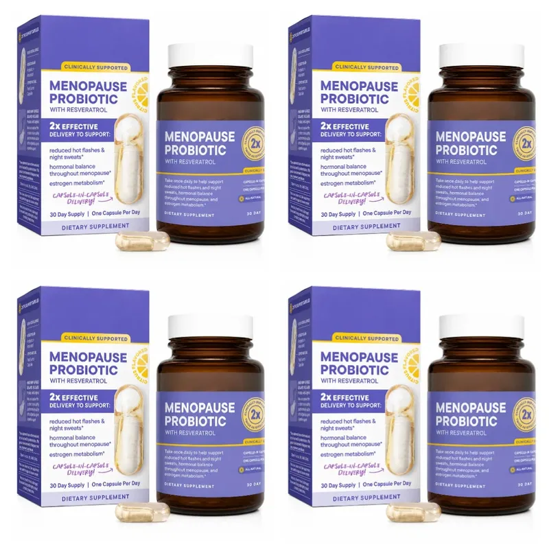 Menopause Probiotics for Women Hormonal Balance Hot Flashes Night Sweats Gut Health Resveratrol & Omega 30 Capsules — image 10