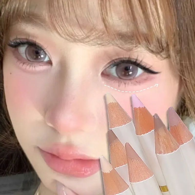 Matita per bachi da seta sdraiata Aegyo Sal a doppia estremità Illumina l'ombra naturale rosa nuda sotto gli occhi Evidenzia il trucco Matita per occhi beige opaca — image 4