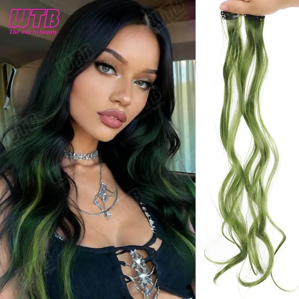 2 Pcs Synthetic Wig BB Clip Style Color Curling Hair Extension Wig Suitable for Women's Daily Wear Holidays and Parties