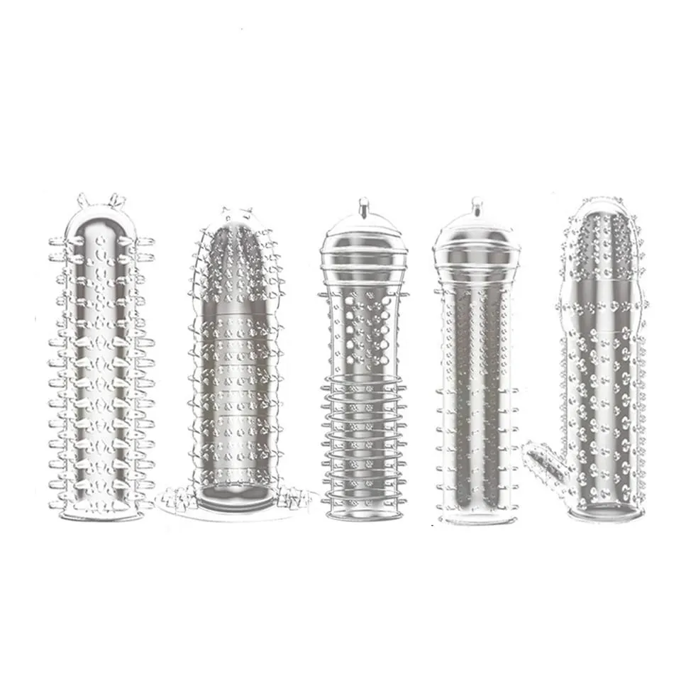 Penis Covers Extender Men's Condoms Crystal Penis Condoms Finger Cock Ring Adult Sex Toy For Sex Male Longer Lasting — image 1