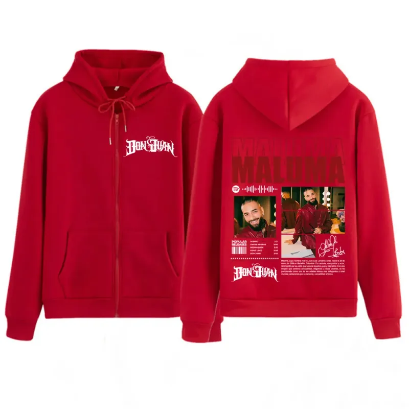 Rapper MALUMA Tour 2025 Graphic Zip Up Hoodie Men's Women Fashion Hip-hop Pullover Long-sleeved Thick Casual Zipper Sweatshirts — image 4