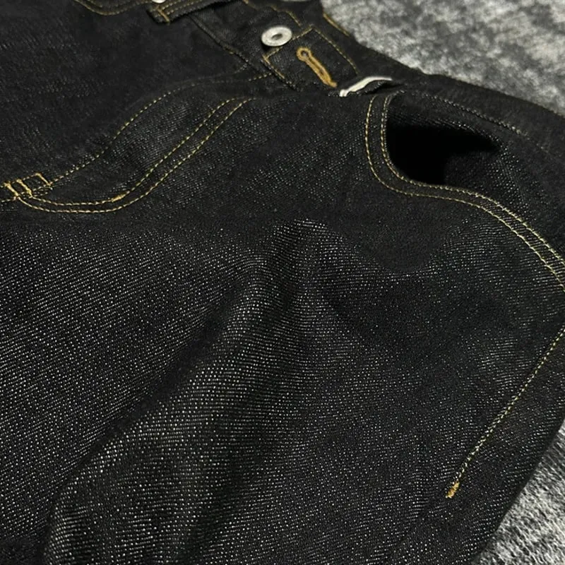Spring Autumn New Men Tide Chic Ins Vintage Selvedge Narrow Red Edge Raw Denim Pants Straight Wide Leg A-Line Jeans HK19262 — image 6