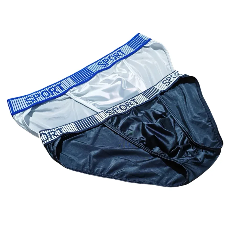 Slip à fourche haute pour hommes, taille moyenne, élastique, respirant, convexe en U, sous-vêtements en soie glacée, short soyeux à ajustement serré — image 8