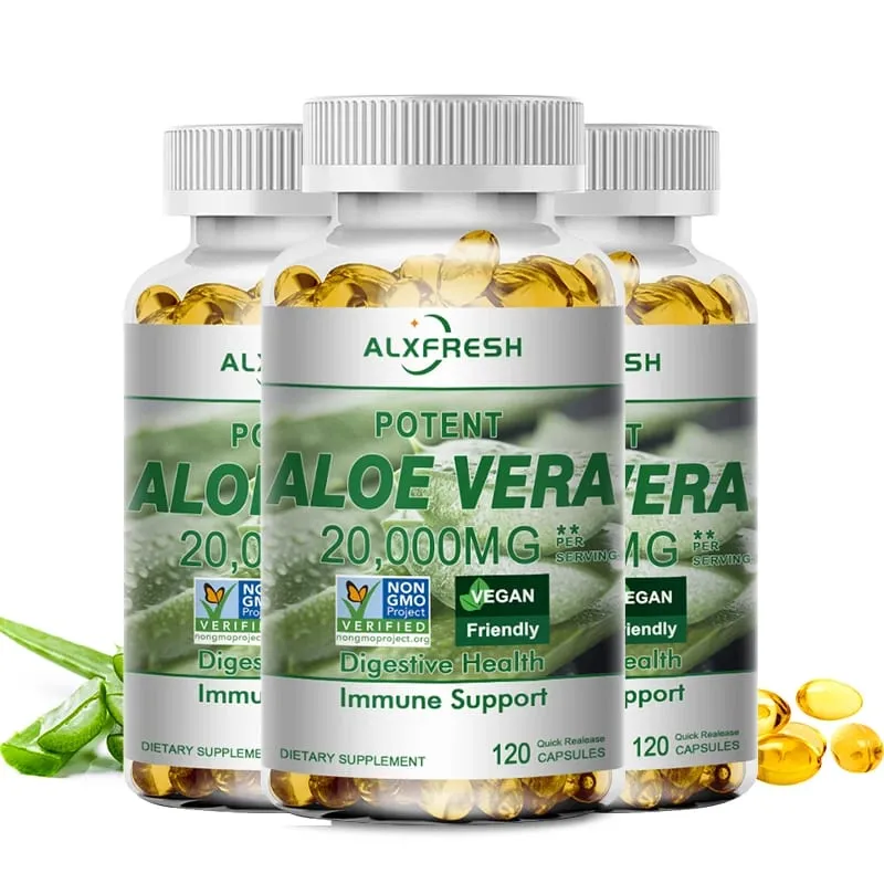 Aloe Vera Capsules Improve Digestive Health Soothe The Intestines Provide Antioxidant Detoxifying Effects Promote Skin Health