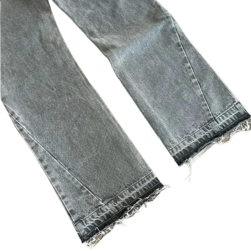 American Retro Y2K Dollar Embroidered Flared Jeans Simple Trendy Loose Wide-Leg Washed Jeans for Men and Women 2025 New