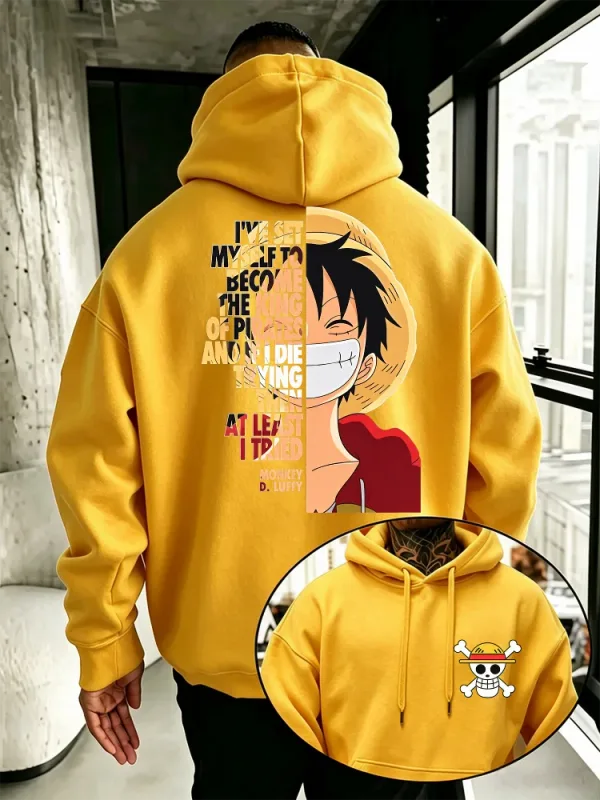 One Piece Anime Hoodie Monkey D Luffy Quote Print Streetwear Unisex Men Women Oversized Casual Sweatshirts Long Sleeve — image 8