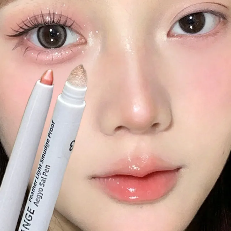 Double-ended Ultra-fine Gel Eyeliner Pencil Pink Brown Under Highlighter Pen Waterproof Matte Aegyosal Lying Silkworm Eye Makeup