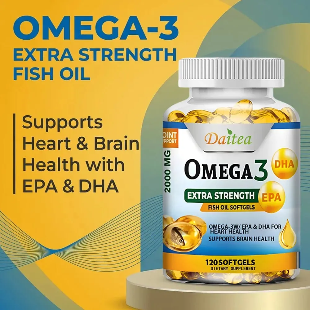 Omega 3 Fish Oil 2000mg Softgels with EPA & DHA Supports Heart Brain Joint & Eye Health Boosts Nerve Function & Immunity — image 2