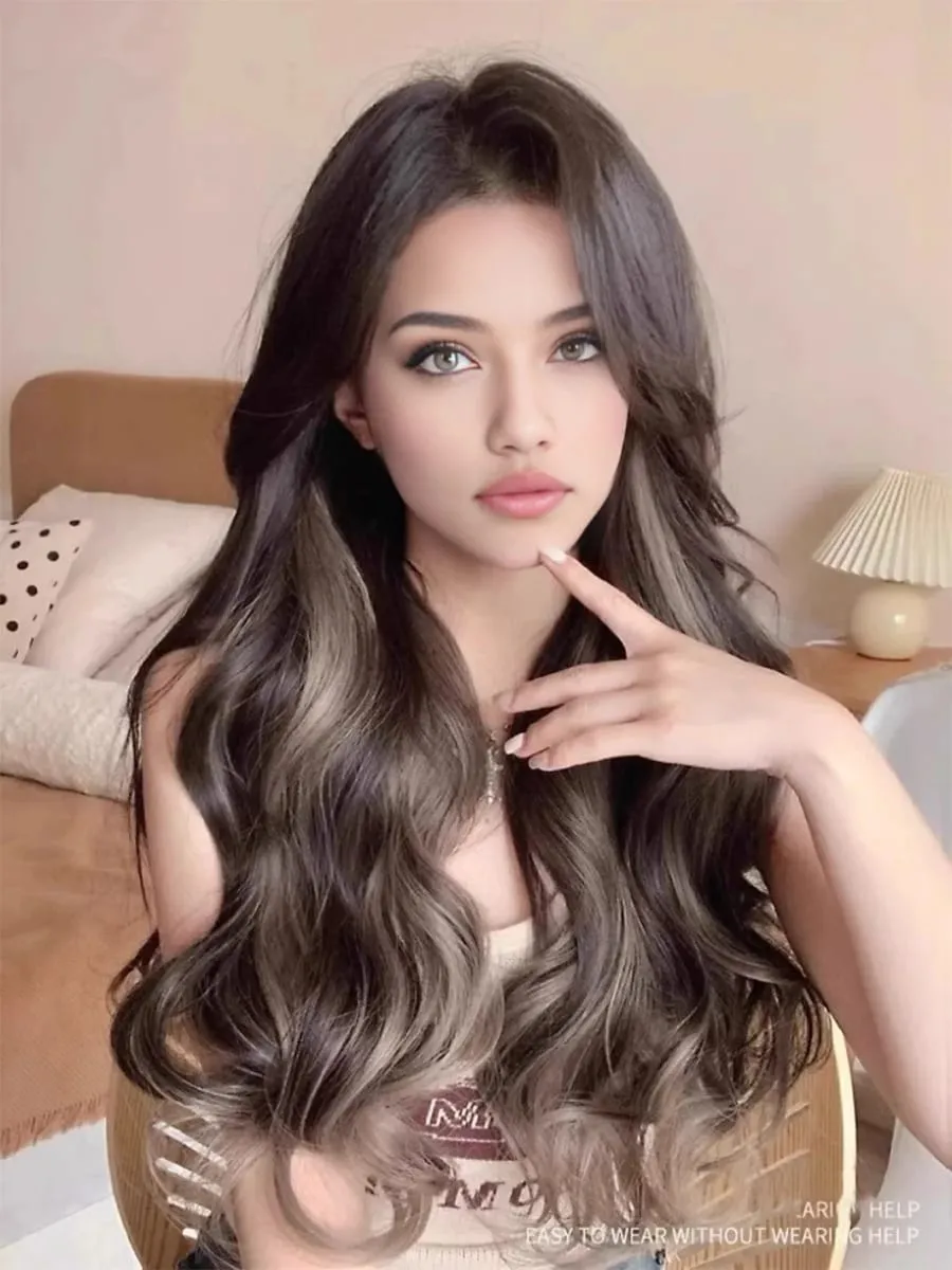 Synthetische 5 Clip 50 cm farbige Haarverlängerungen, Wasserwellen-Perücke, rosa Perücke, graue Perücke, Clip-on-Haarverlängerungen, Weihnachten — image 4