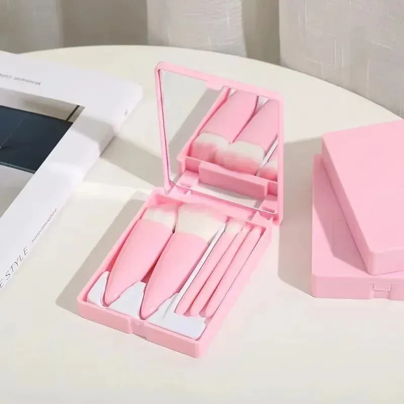 10pcs Pink Makeup Brush Set for Beginners Mini Portable Foundation Eyeshadow Brushes with Crystal Handle Includes Brush Pouch