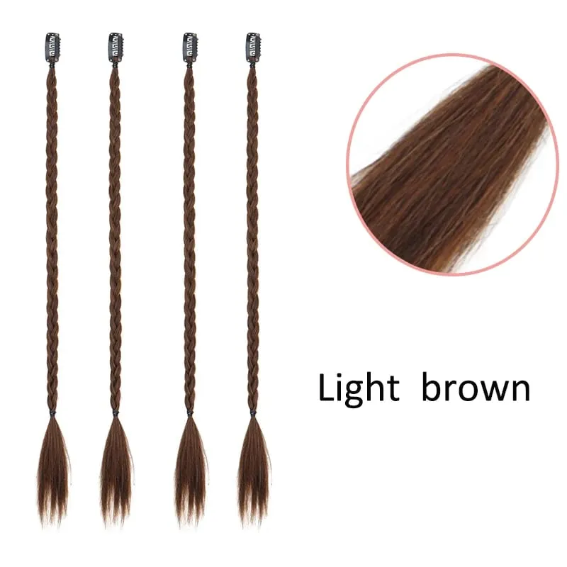4pcs 20"Long Synthetic Clip-In Box Braid Hairpiece Extension Boho Hairstyle High-Temperature Fiber Daily Costume Party K-POP