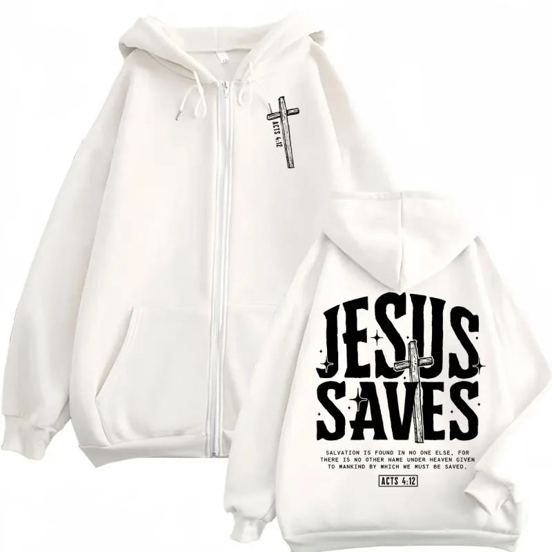 Jesus Christian Bible Verse Zipper Hoodie Men Women Clothing Fashion Aesthetic Zip Up Pullovers High Quality Fleece Sweatshirts — image 2