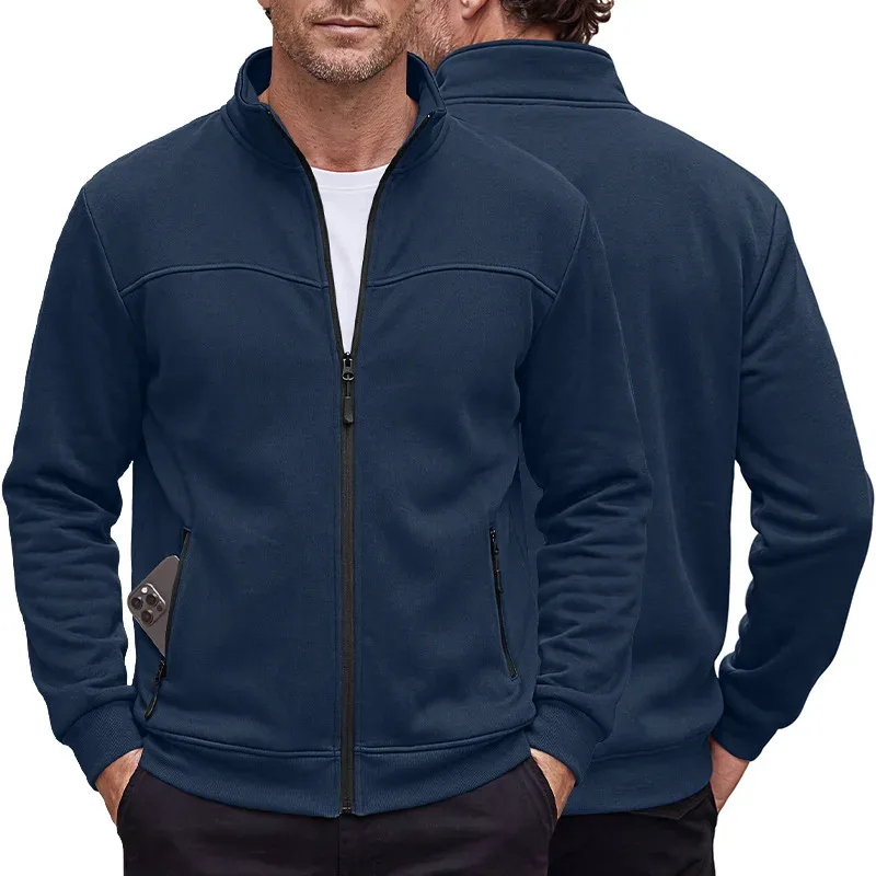 Four Seasons men's full-zip soft-shell jacket with stand-up collar, side pockets, long sleeves and relaxed casual style — image 9