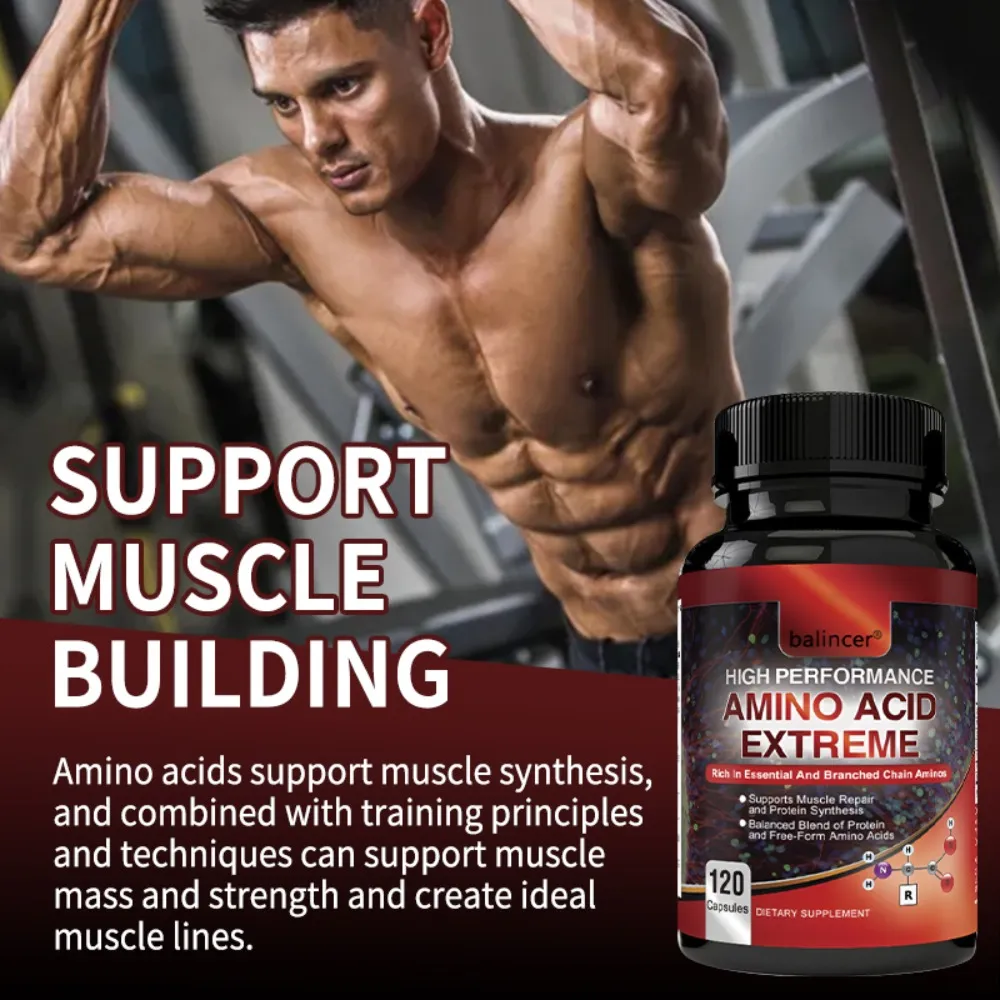 Amino Acid - High Performance Branch Chain Amino Acid Formula 120 Capsules - Muscle Building Post Workout Supplement