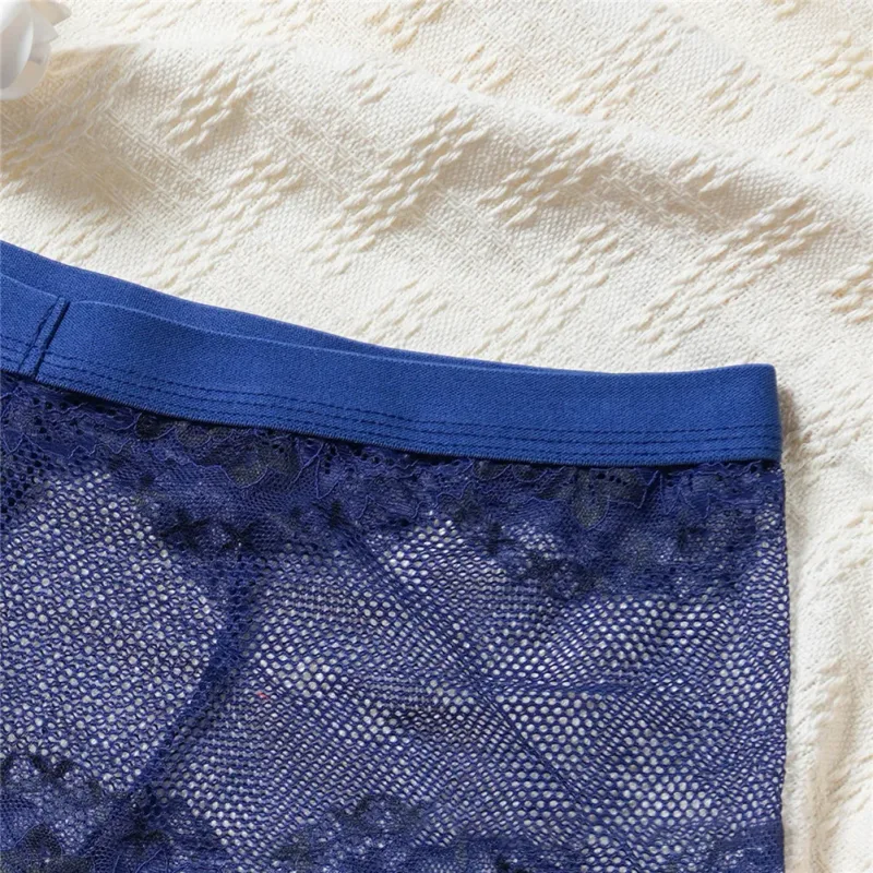 Men Lace Jacquard Mesh Boxer Shorts Underwear Hollow Temptation Exotic Trunks Silk Soft Quick Dry Breathable Sexy Panties — image 24