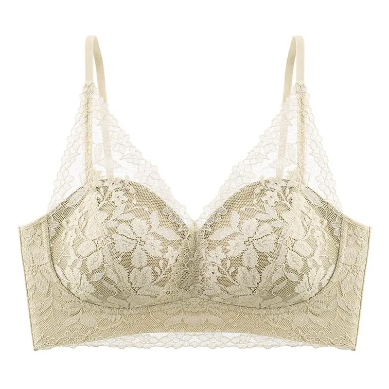 French-style exquisite lace autumn and winter lingerie for women with small busts push-up no underwire anti-sagging seamless