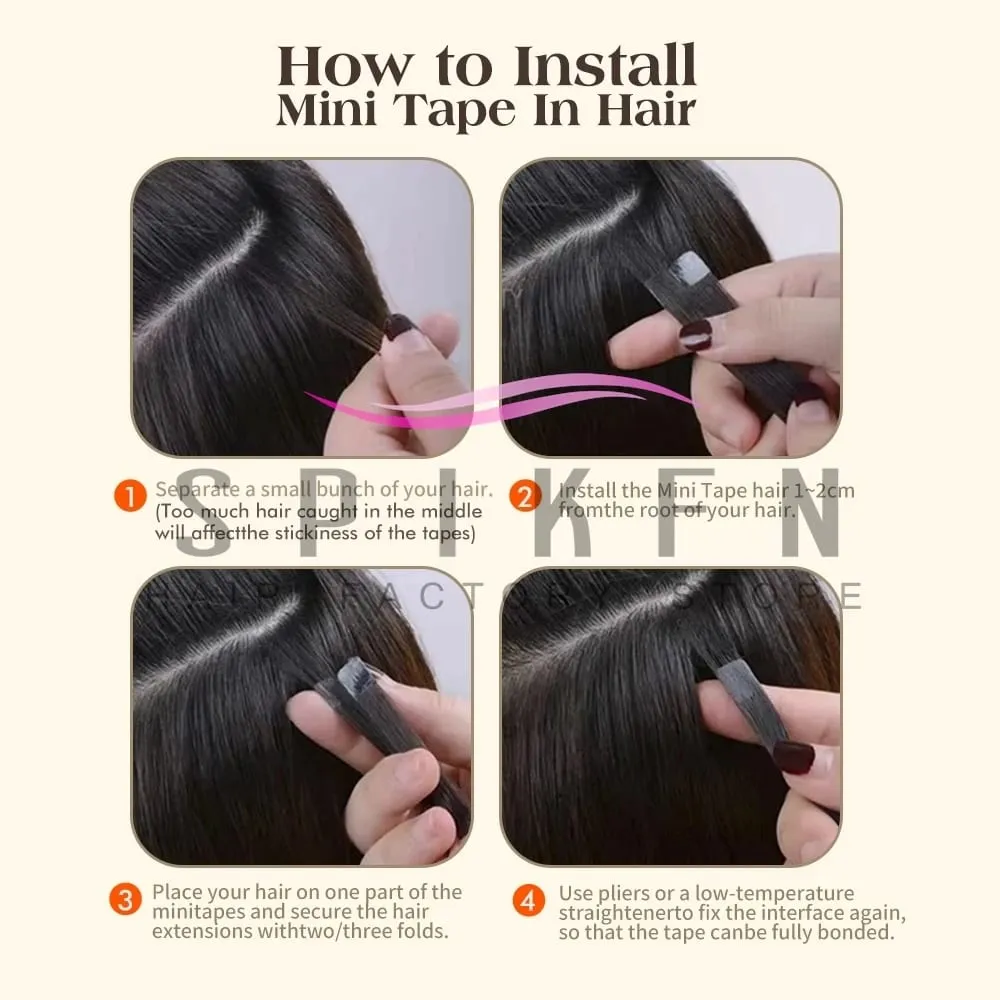 Mini Tape In Human Hair Extensions 12"-20" Machine Remy Skin Weft Adhesive Tape Hair Natural Black Tape Hair 10pcs/pack — image 5