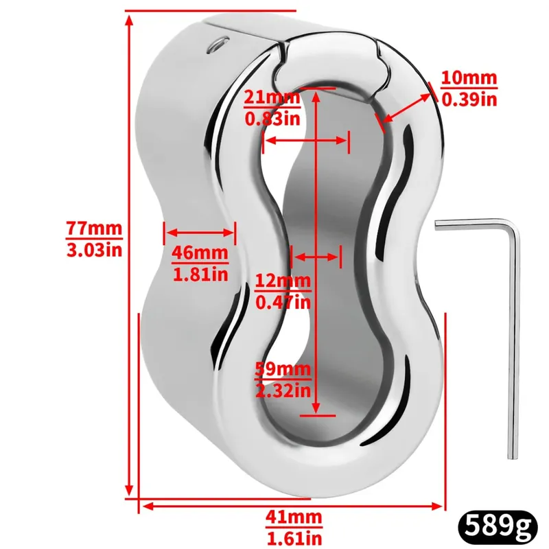 Stainless Steel Weighted Scrotal Ball Ring Metal Penis Lock Ring Scrotum Stretcher Male BDSM Bondage Sex Toy — image 9