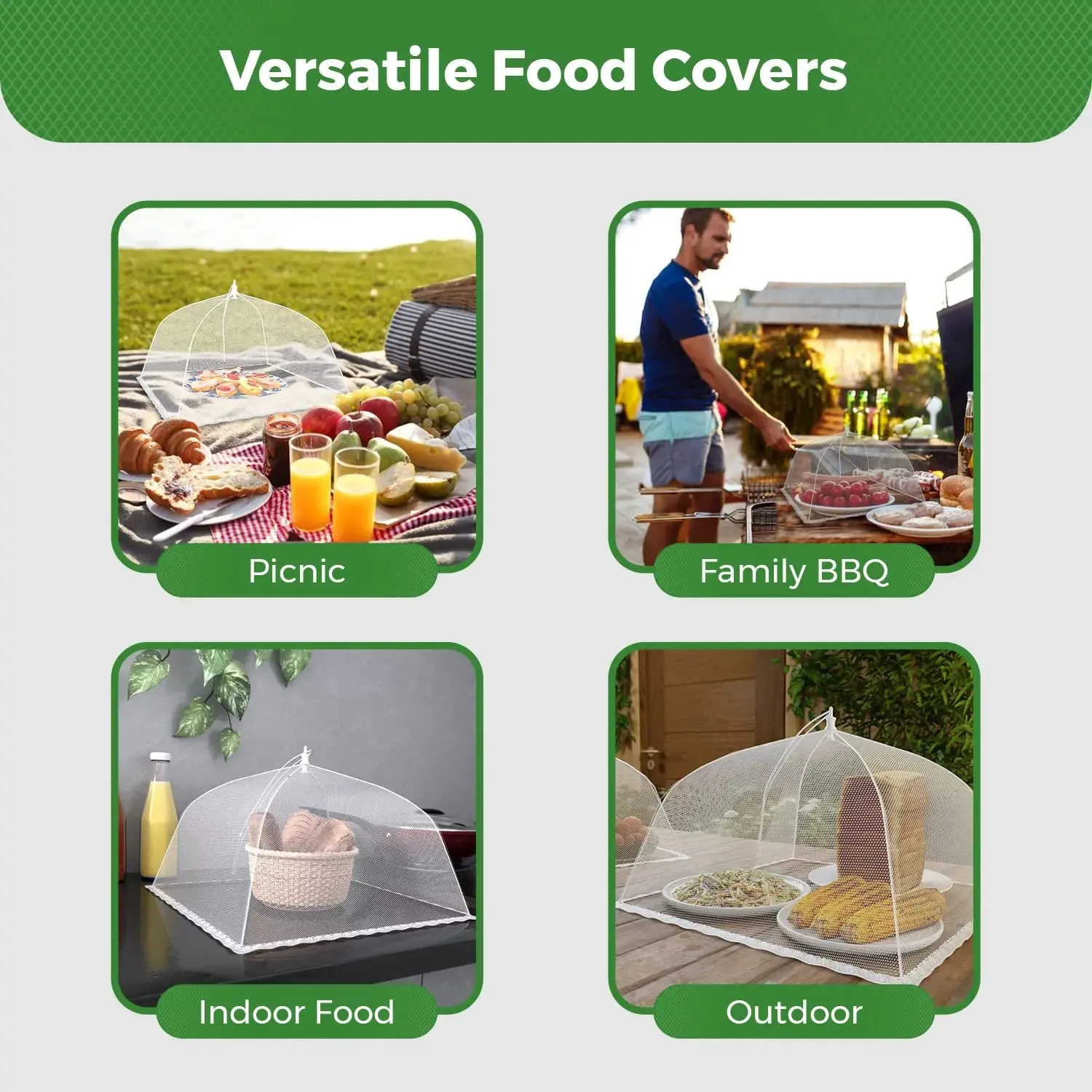 Large pop-up white mesh food cover tent - foldable and washable suitable for outdoor picnics barbecues and parties — image 5