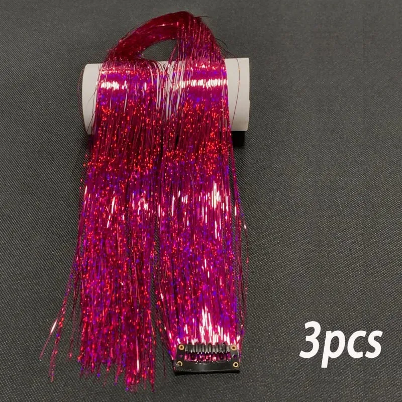 24Inch Synthetic 3pcs/set Long Straight Clip in Hair Extensions Highlights Colored Party Multi-Colors Hairpieces for Women Daily