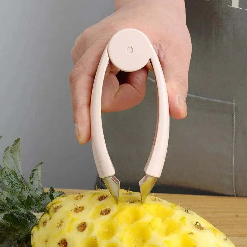 Rustfrit stål Tomatstilk Jordbærbladfjerner Ananasfrøskærer Frugtskalning Pincet Køkkenmaskine Udskærer Gadget