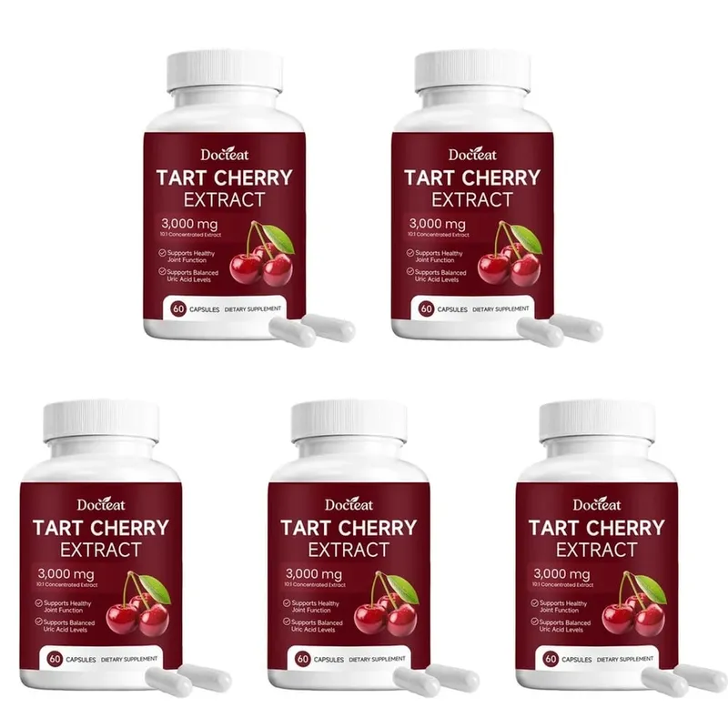Docteat Tart Cherry Extract Capsules Supports Balanced Uric Acid Levels and Post-Exercise Recovery Comfort 10:1 60 Capsules