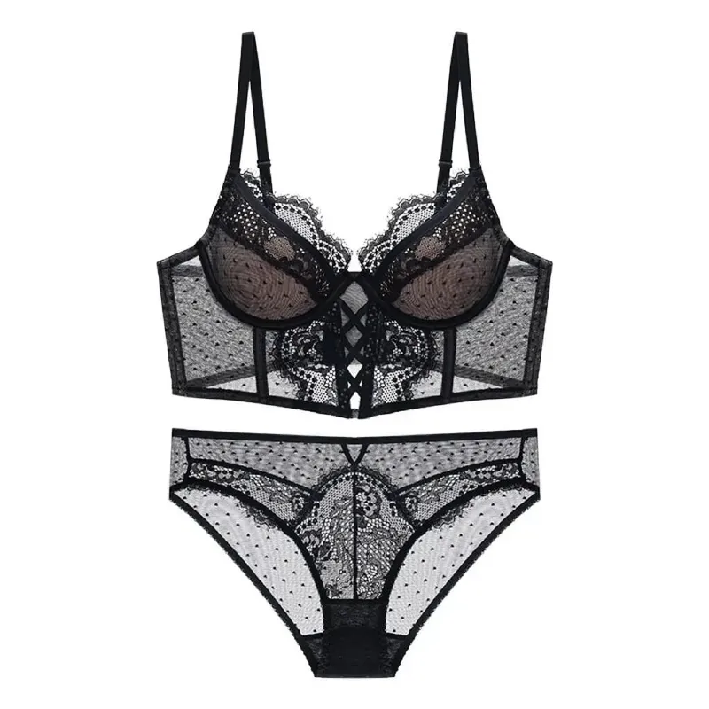 Lingerie Push Up Lace Bra & Garter Set Petite Small Bust Chemise with Soft Underwire Bra Fishbone Shaping Corset Top Size S-XL — image 9