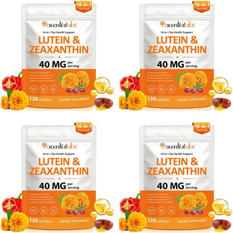 Acentiallabs Lutein Zeaxanthin Softgels 40mg Omega-3 EPA DHA Vitamins For Eye Health & Blue Light Support Adult 120 Count — image 10