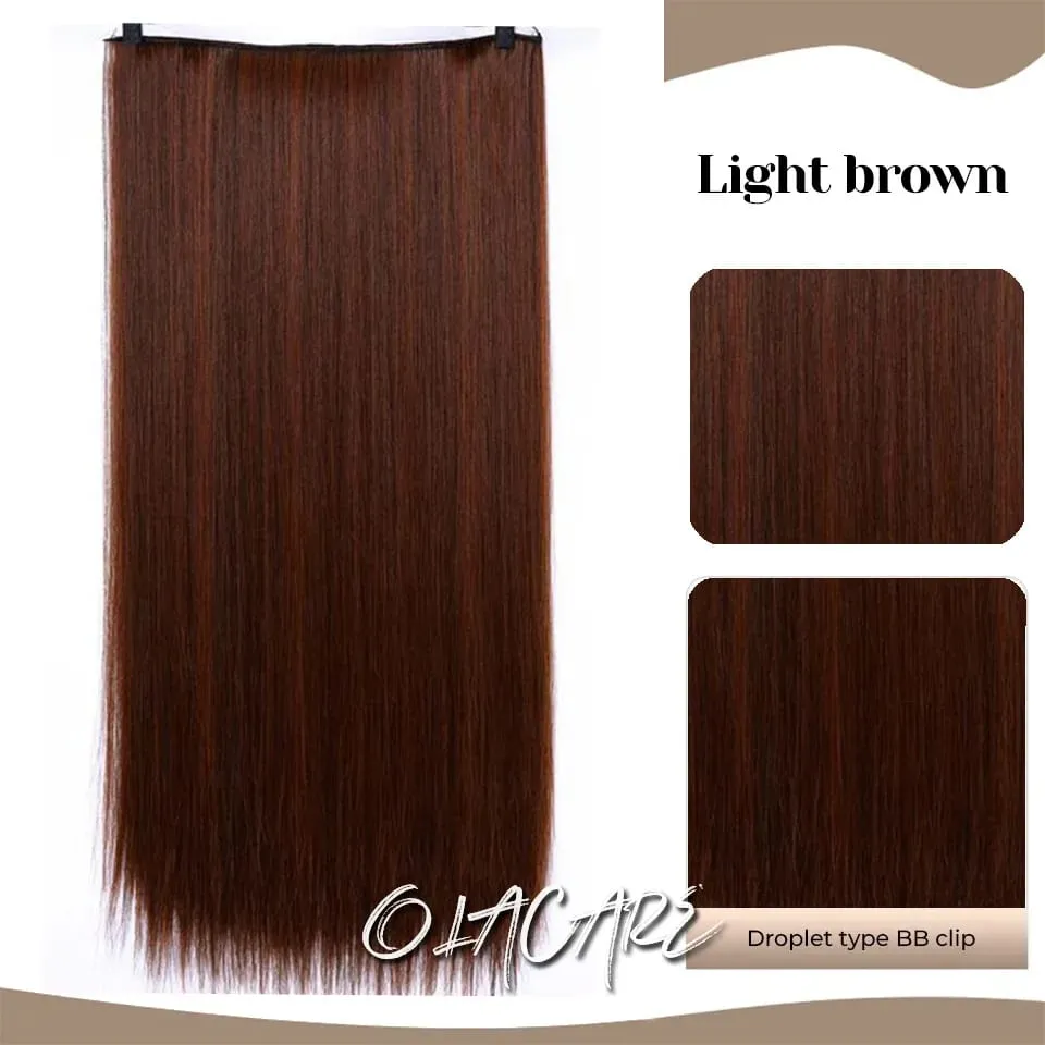 Synthetic Wig 5 Clip One Piece Invisible Hair Extensions Long Straight 24Inch Heat Resistant Hairpiece for Women — image 10